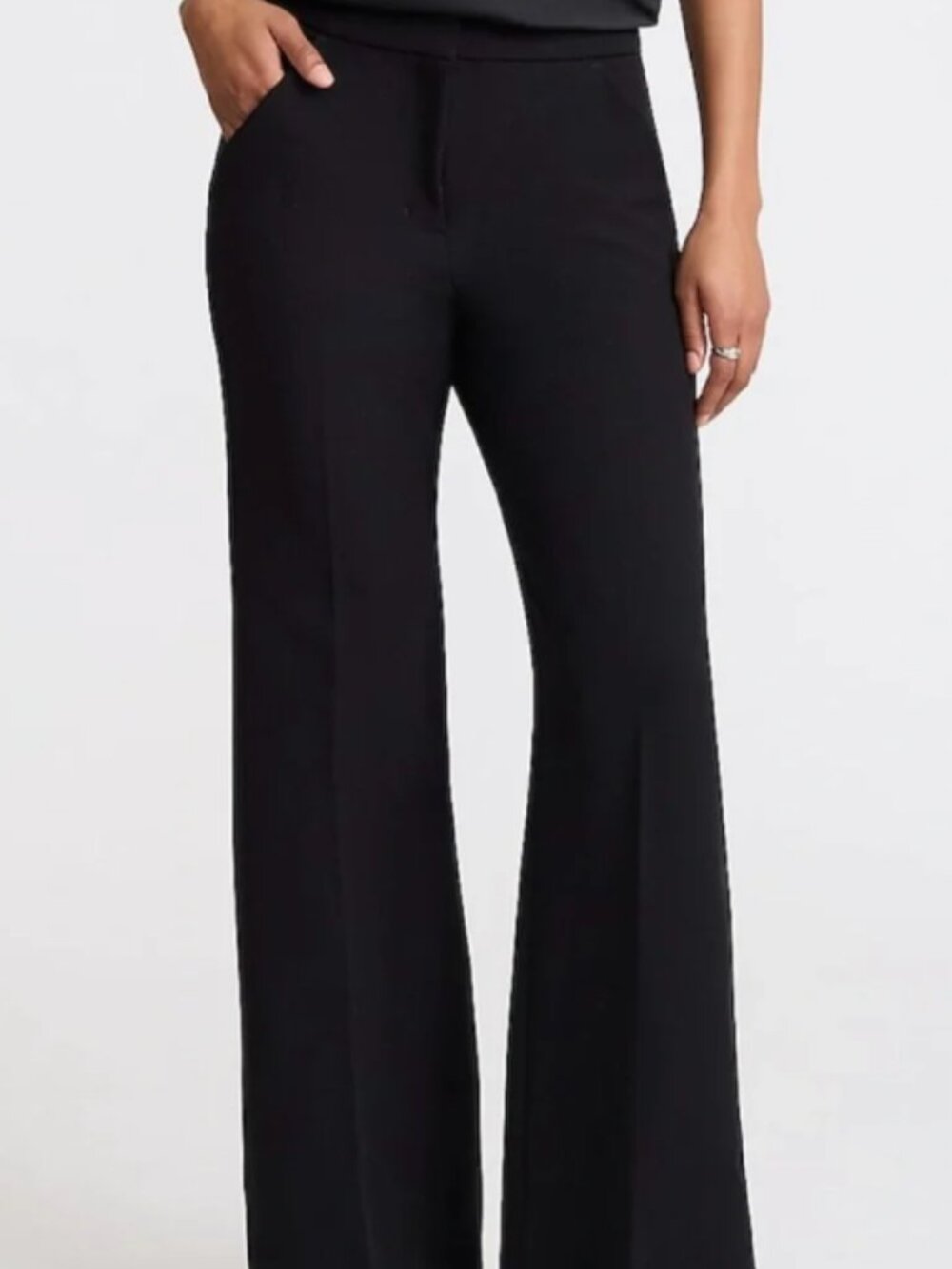 Express Editor High Rise Flare Trouser Black 2 Long - Picture 3 of 15